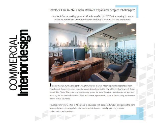 Havelock One expansion PR coverage - by Commercial Interior Design